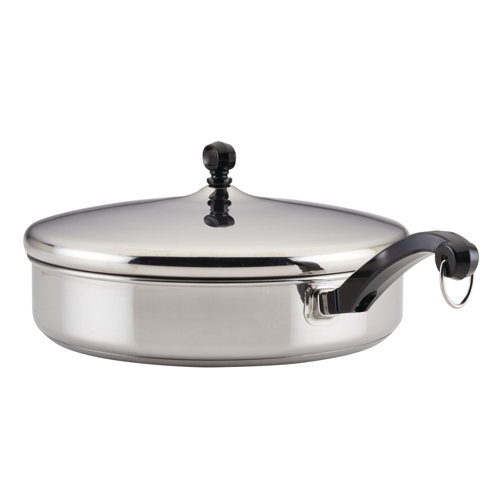 Farberware Classic Stainless Steel 12" Covered Frying Pan with Helper